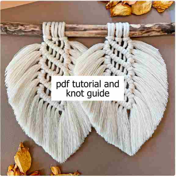 easy macrame leaf, beginner macrame pattern pdf, leaf pattern